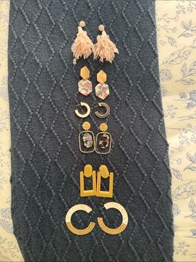 Mixed-Material Statement Earrings Set - Women Jewelry